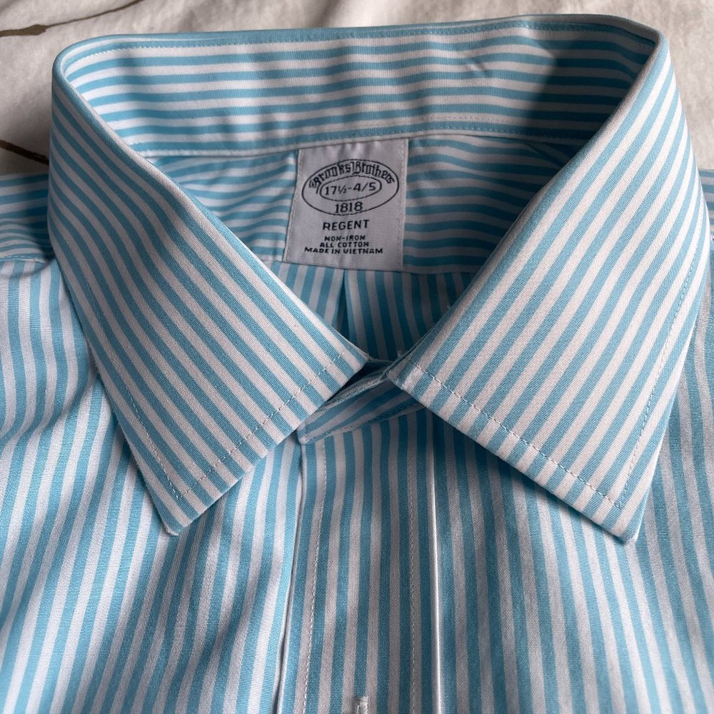 Brooks Brothers 100% cotton No Iron Regent 1818 Dress Shirt 17 1/2 4/5 EUC!